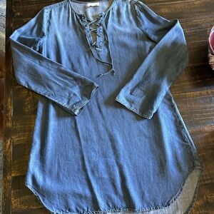 Denim Blue Lace-Up Women's Dress (so soft!)